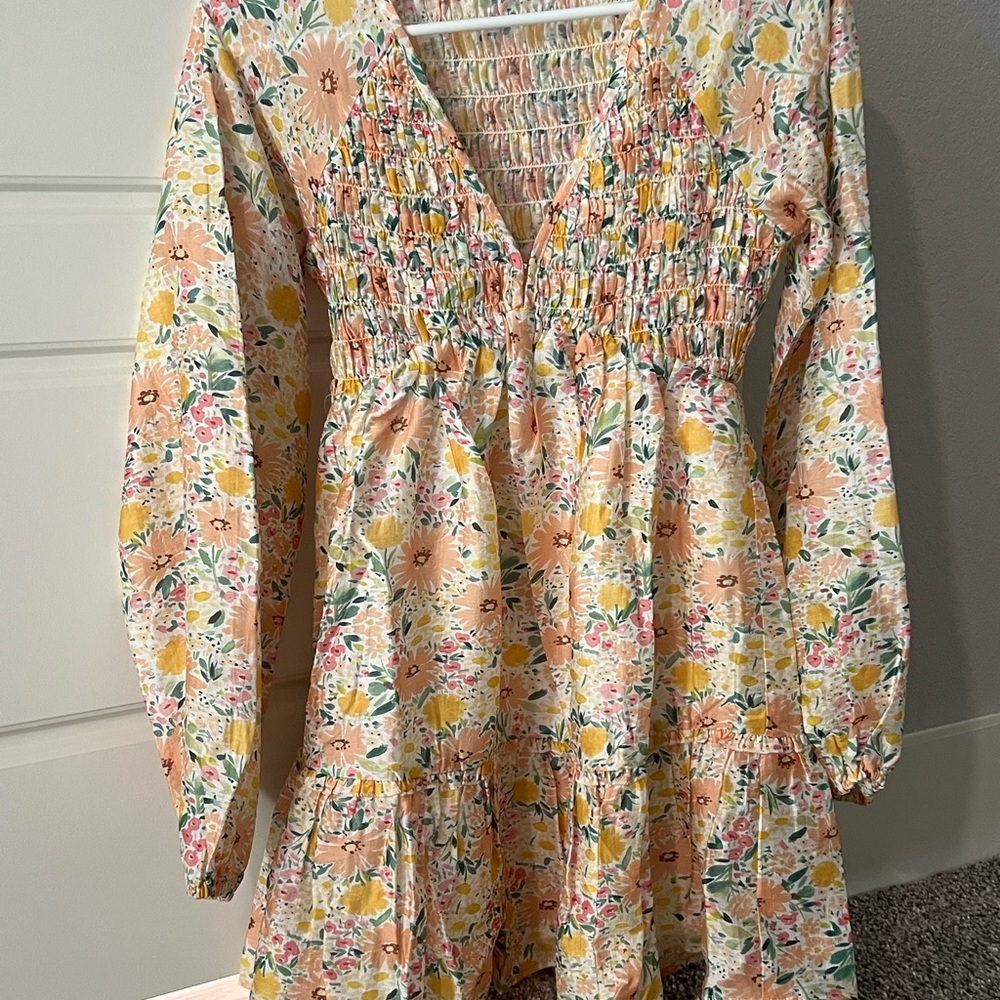 Floral Kids Dress with Long Sleeves